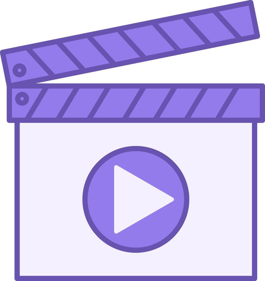 Colored Movie Icon. Icon of Cinema Clapper and Play Button vector