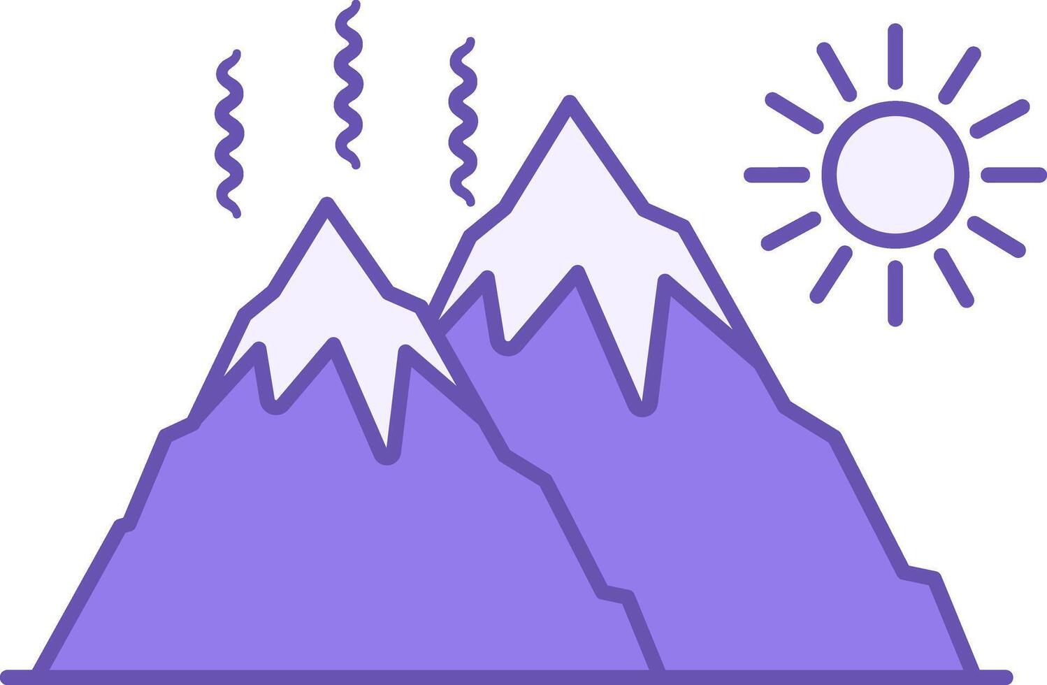 Retreating Glacier Color Icon. Sun and Melting Glacier on Mountains. Ecological Problem. Climate Change Concept vector