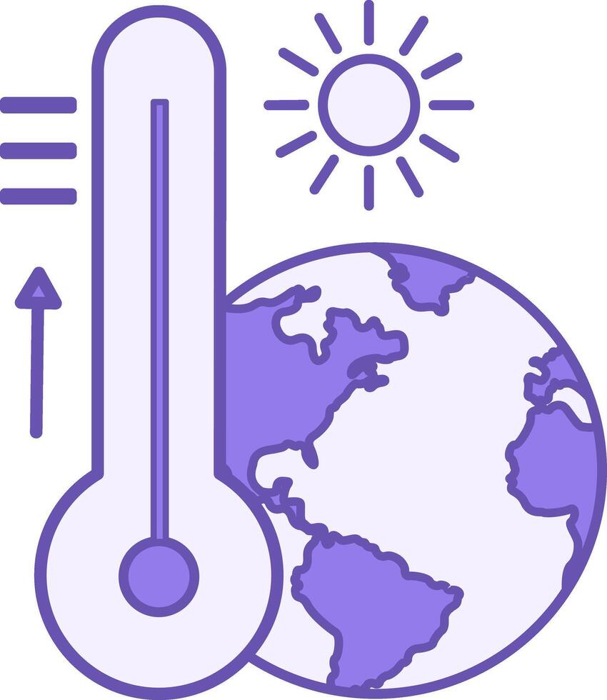 Colored Icon Temperature Increase. Sun, Planet Earth, And Thermometer With High Temperature. Global Warming. Ecological Problem. Climate Change Concept vector