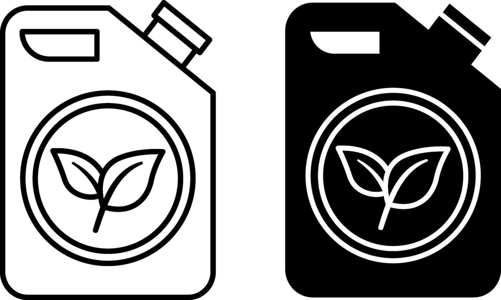 Biofuels icons. Black and White Icons of Leaves on a Canister. Ecology and Environmental Protection Concept vector