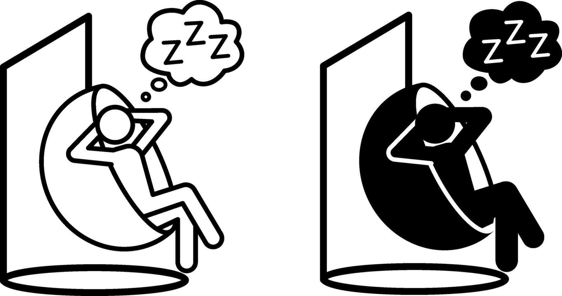 Relax icons. Black and White Icons. Man Sleeping in a Hanging Chair. Travel and Vacation Concept vector
