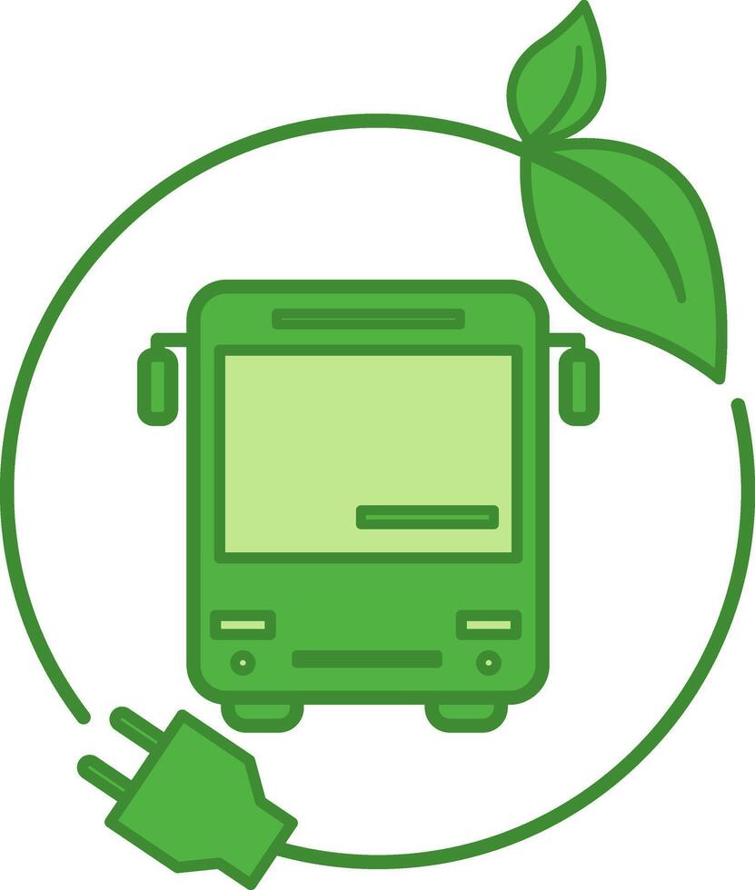 Ecological Transport Color Icon. Icon of Bus and Green Leaves. Ecology and Environmental Protection Concept vector