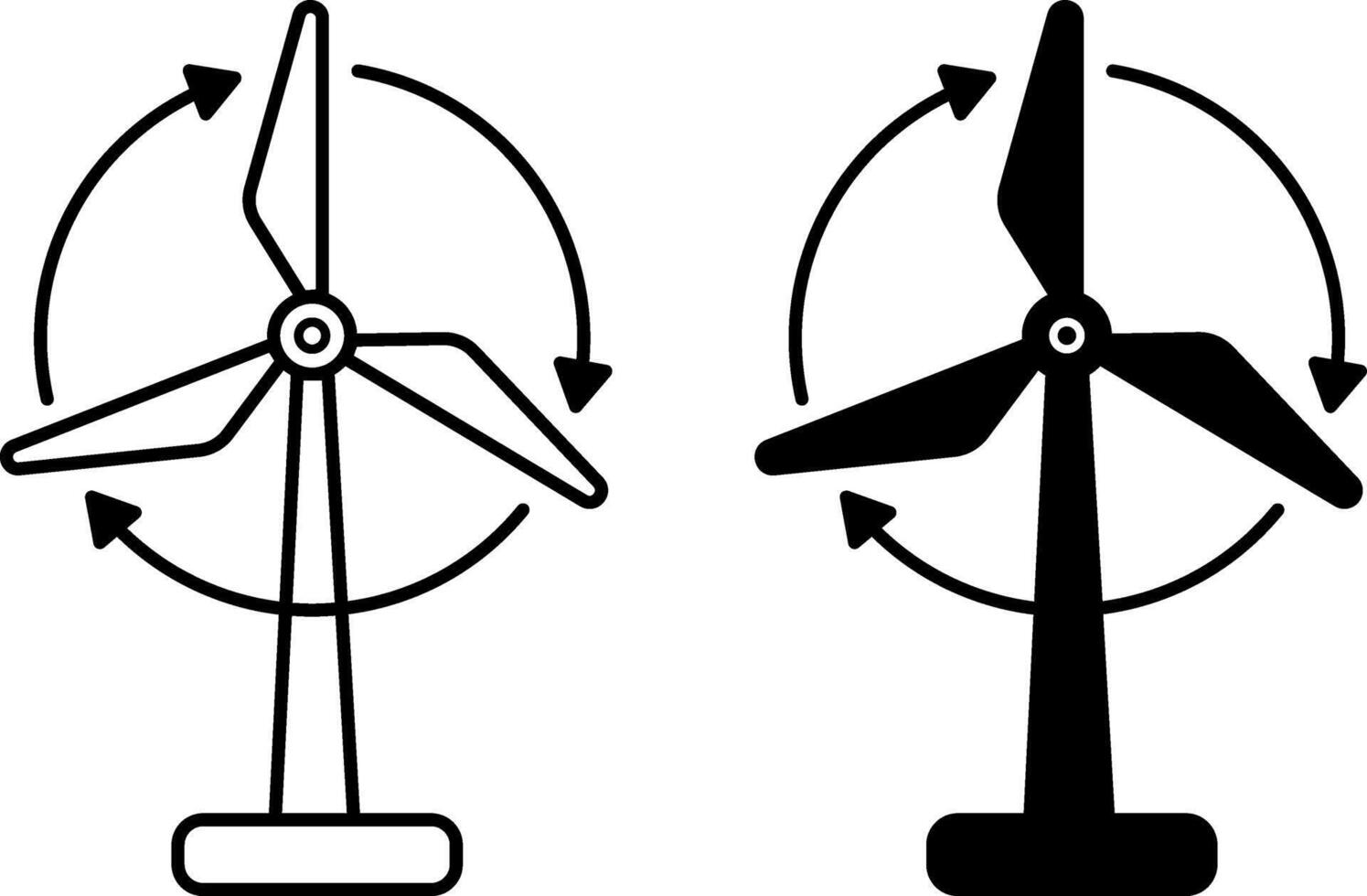 Wind Power Icons. Black and White Wind Turbine Icons. Ecology and Environmental Protection Concept vector