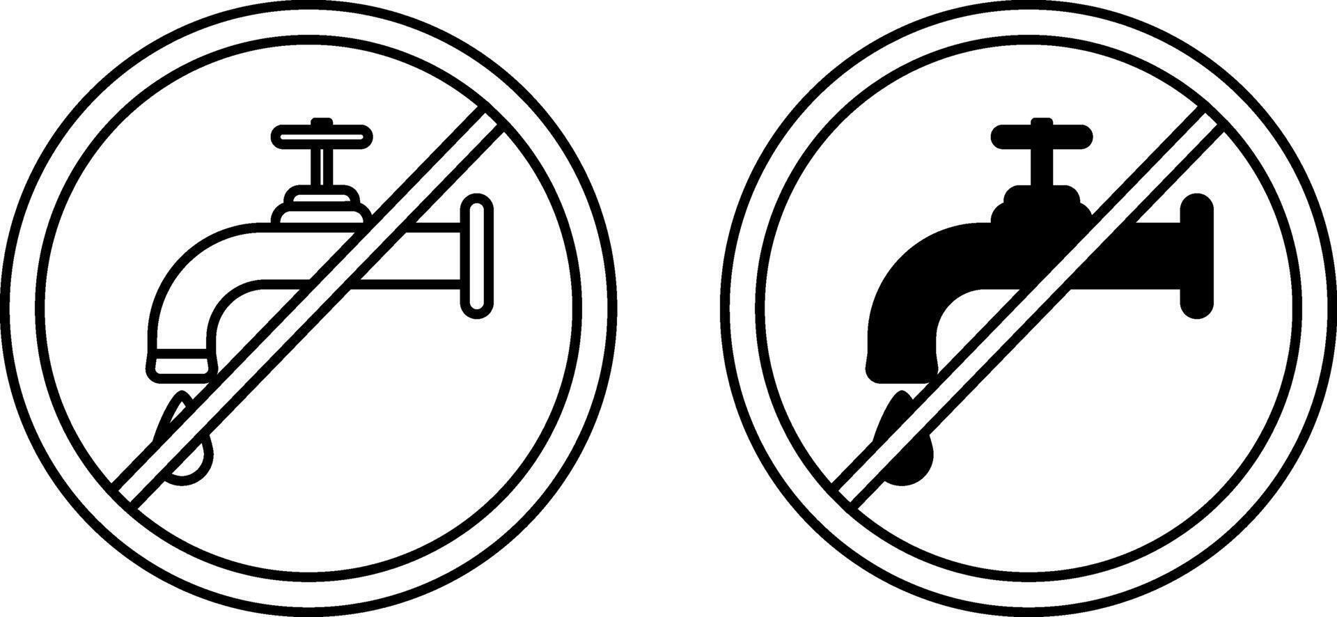 Icons No Water. Black and White Icons. Water Drop Tap. Environmental Problem. Climate Change Concept vector