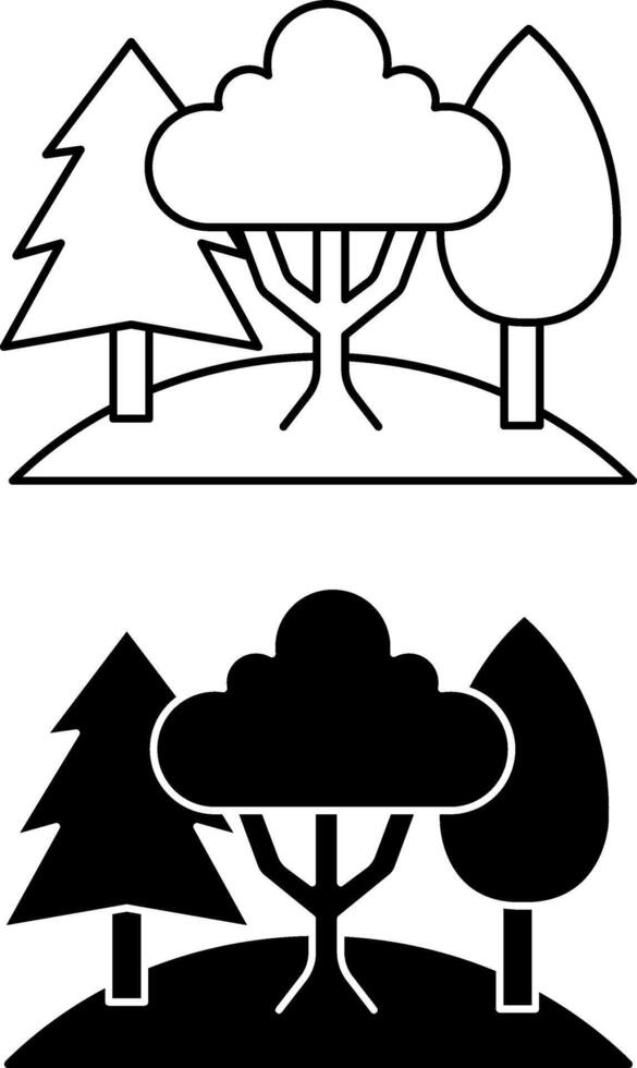 Pure Nature Icons. Black and White Forest Icons. Ecology and Environmental Protection Concept vector