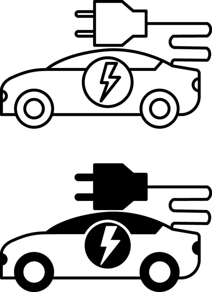 Electric Car Icons. Black and White Electric Transport Icons. Ecology and Environmental Protection Concept vector
