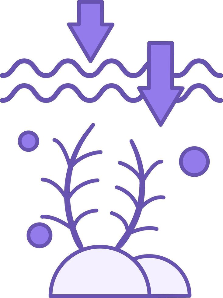 Colored Ocean Acidification Icon. Carbon Dioxide from the Earth's Atmosphere Entering the Ocean. Ecological Problem. Climate Change Concept vector