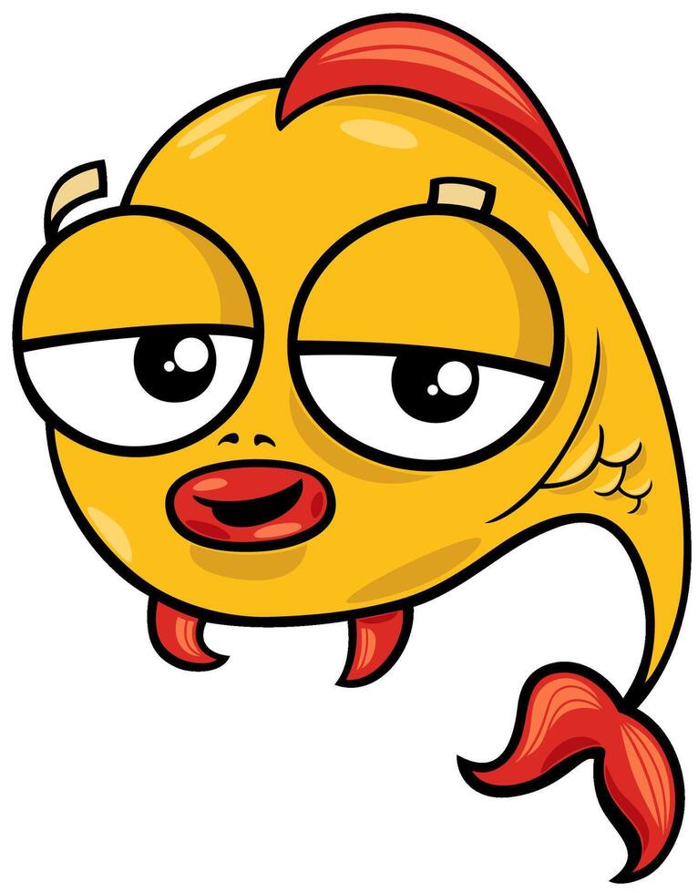 cute cartoon little gold fish animal character vector