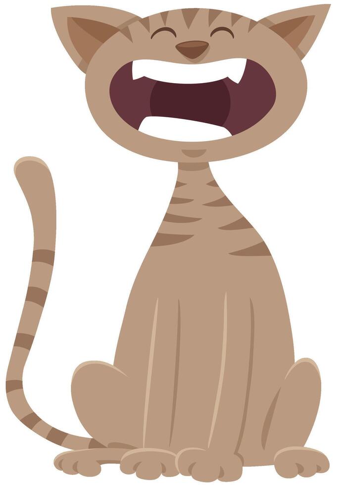 funny cartoon meowing cat animal character vector