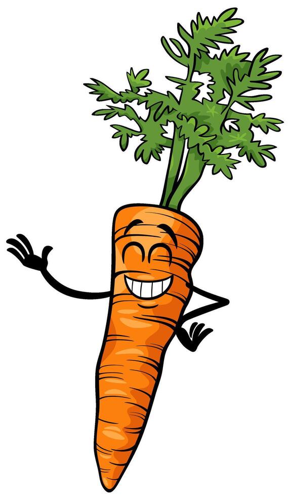 happy cartoon carrot vegetable character vector