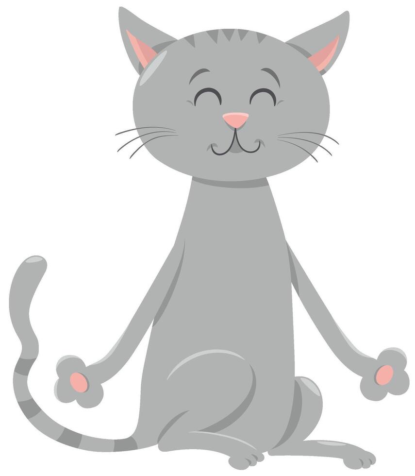 funny cartoon gray cat animal character vector