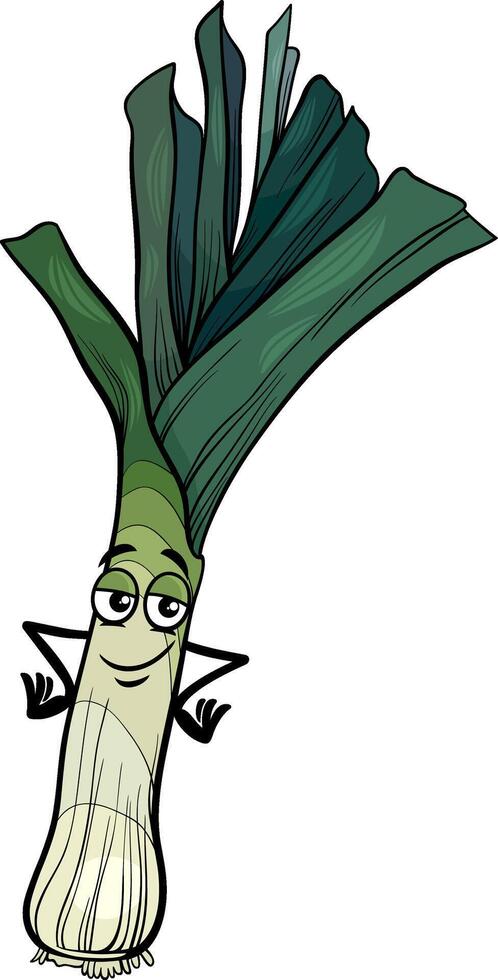 funny cartoon leek vegetable character vector
