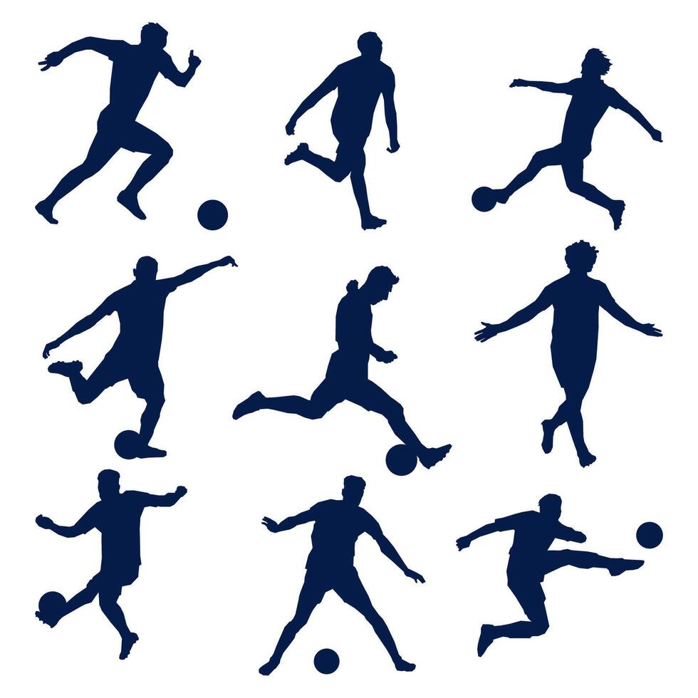 Flat design soccer player silhouette illustration vector