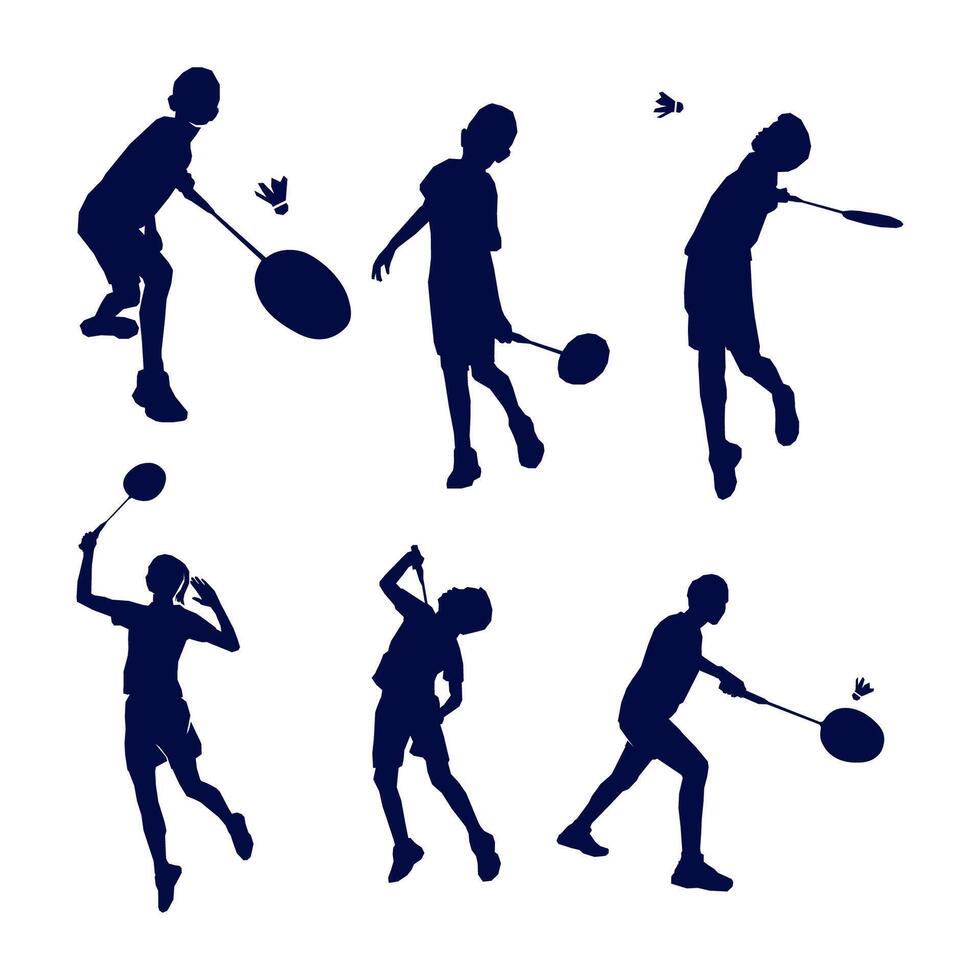 Badminton player silhouette collection vector