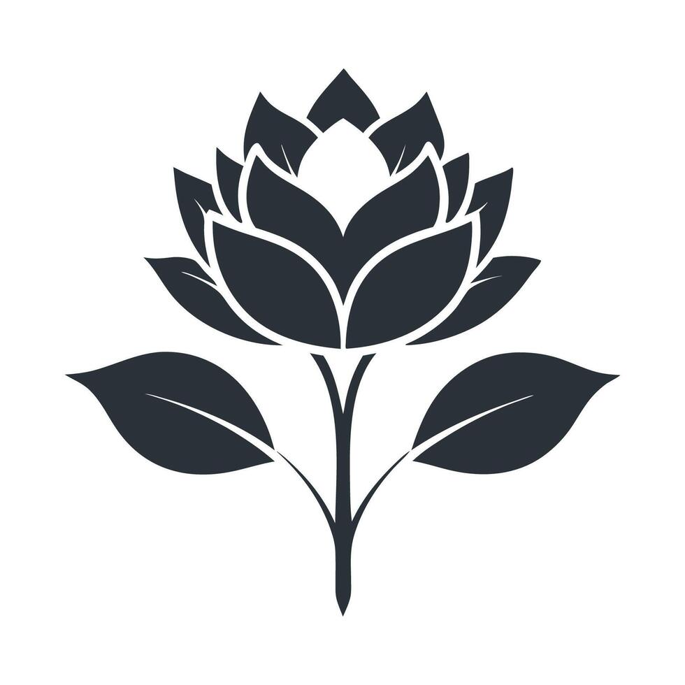 Elegant Black Rose Silhouette with Delicate Petals in Minimalist Design vector