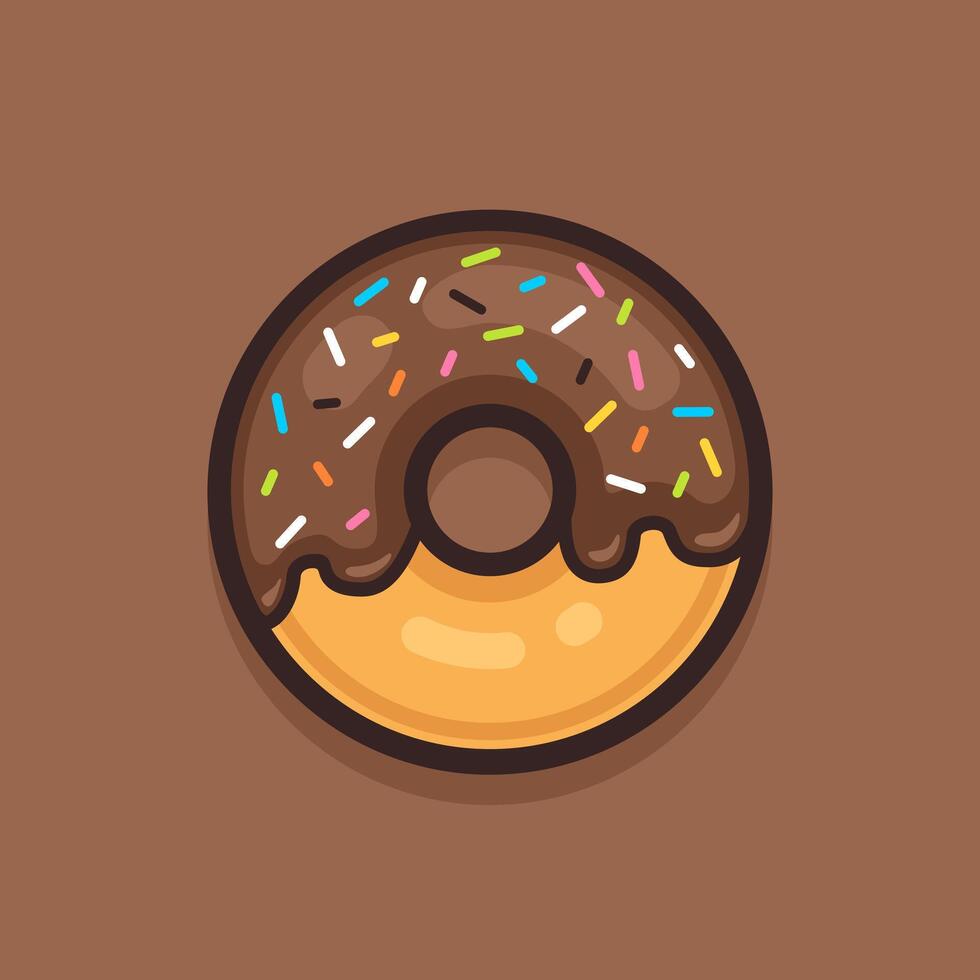 Chocolate donut with sprinkles illustration. vector