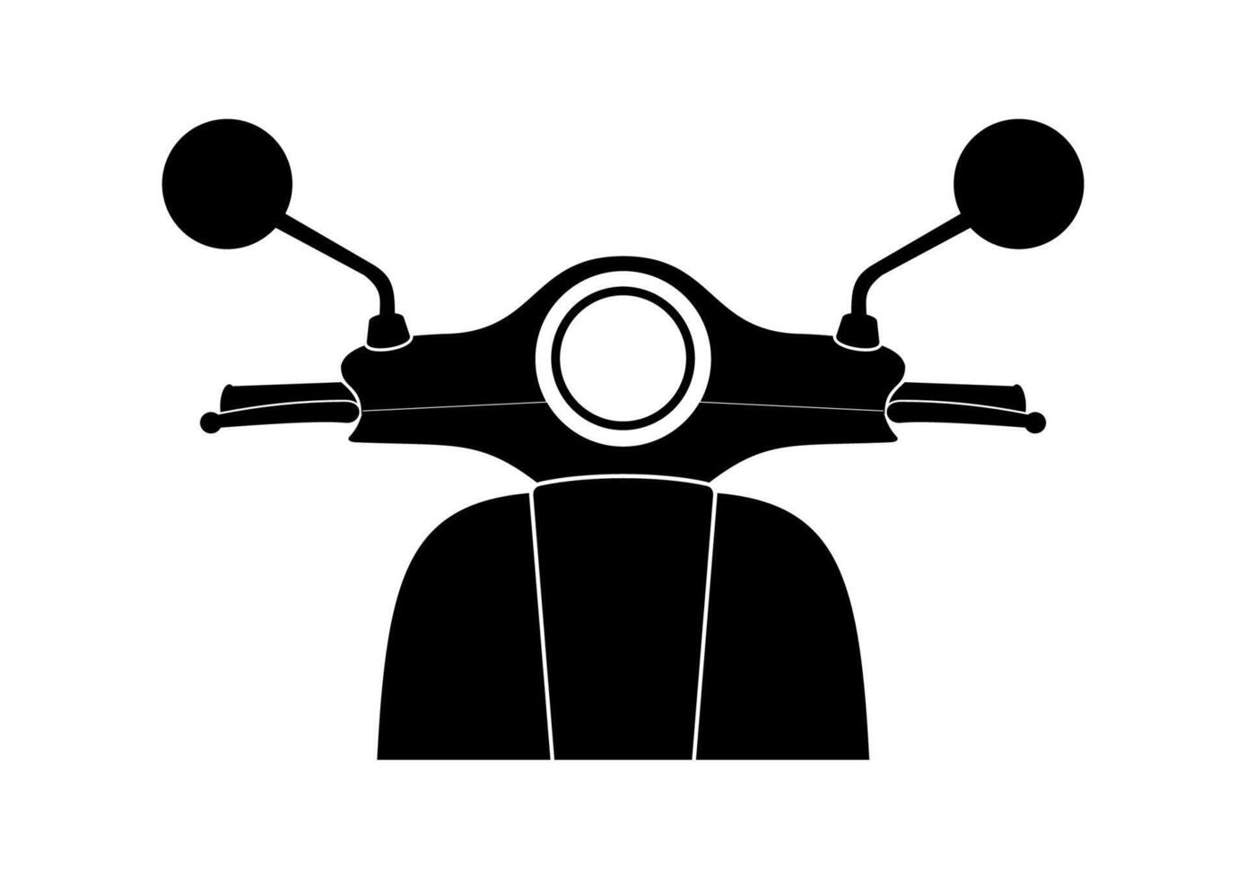 Front view of moped's head . Silhouette motorbike on white background. vector