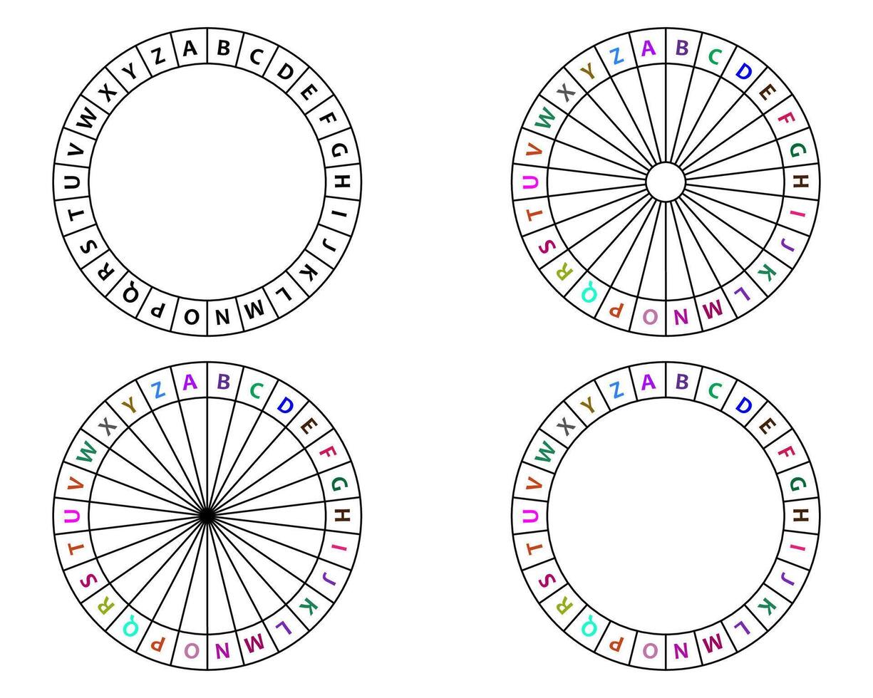 Circles of the alphabet. Cipher wheel template illustration. 51272916 ...