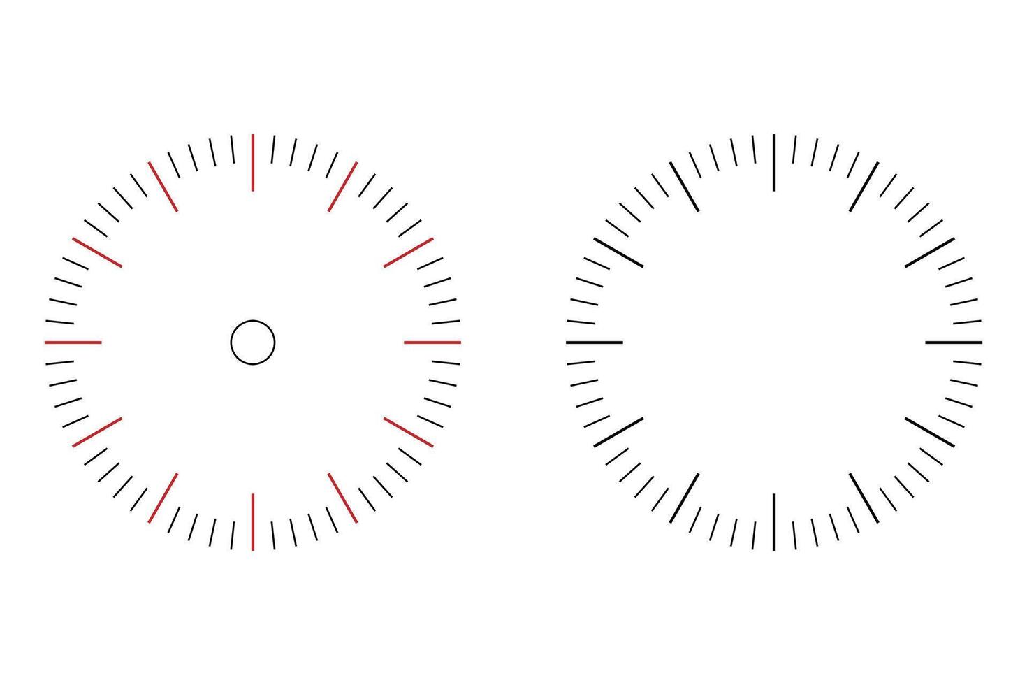 Clock dial face timer thin icon. Minutes and seconds clock face illustration. Editable and scalable. vector