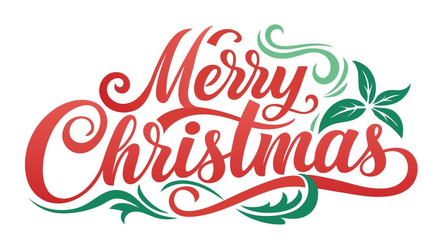 Colorful Merry Christmas greeting design with decorative leaves and swirls, symbolizing the festive spirit of the holiday season vector