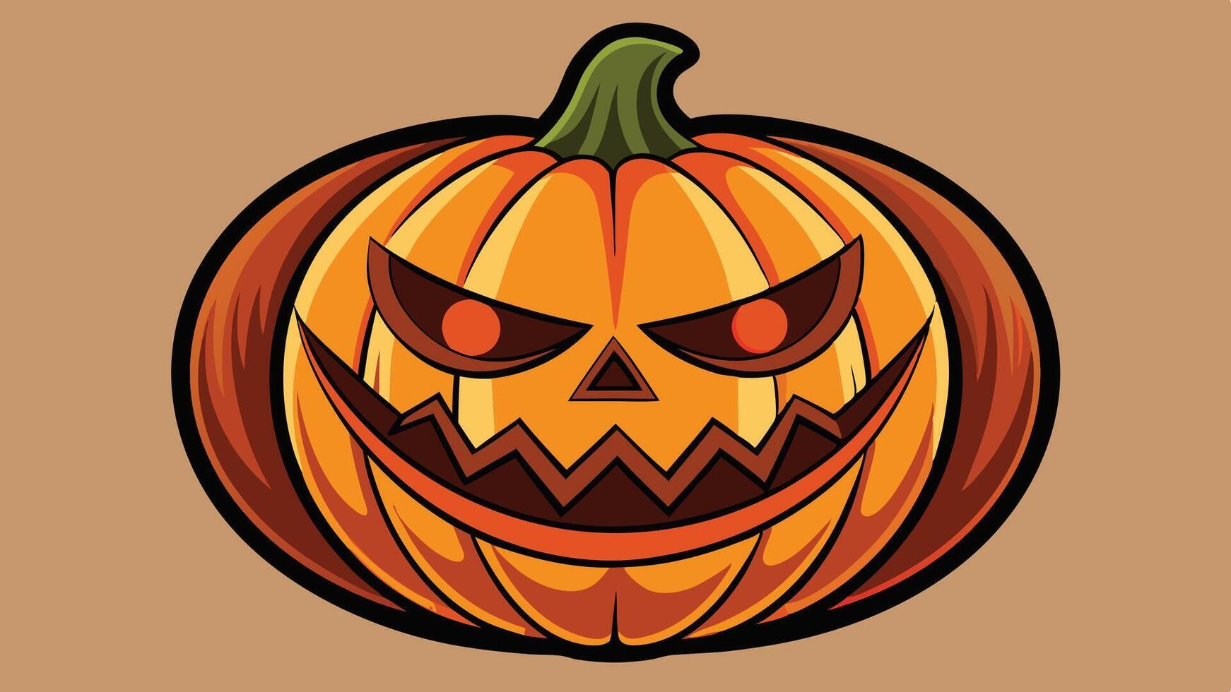 A carved pumpkin with a sinister grin, showcasing traditional Halloween spirit, perfect for fall festivities and autumn decorations in a festive atmosphere vector