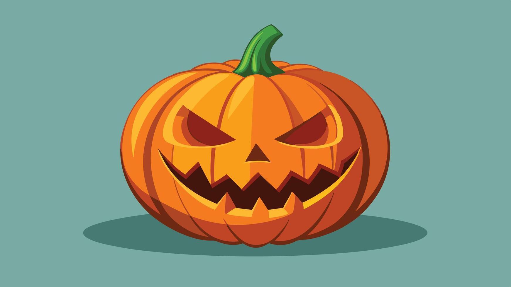 Brightly lit carved pumpkin with an evil expression against a purple background, perfect for Halloween celebrations featuring spooky themes and decorations vector