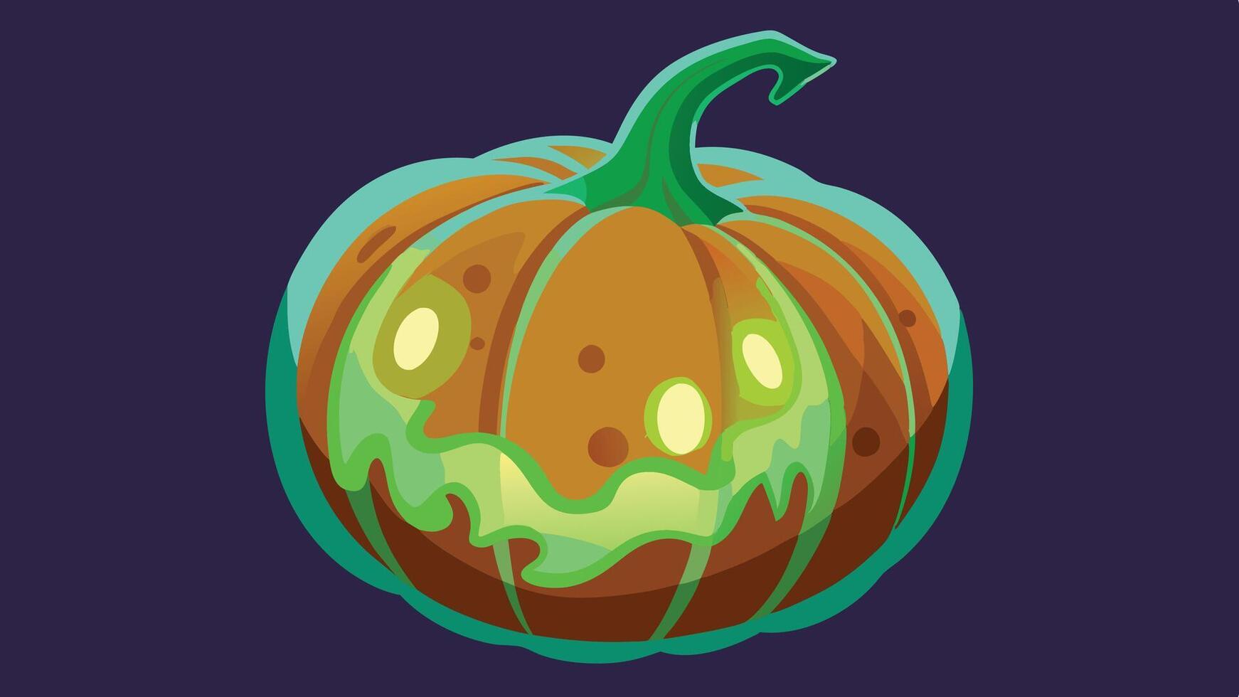 A glowing jack o' lantern with a mischievous grin and bright eyes, surrounded by an eerie blue background, perfect for Halloween celebrations vector