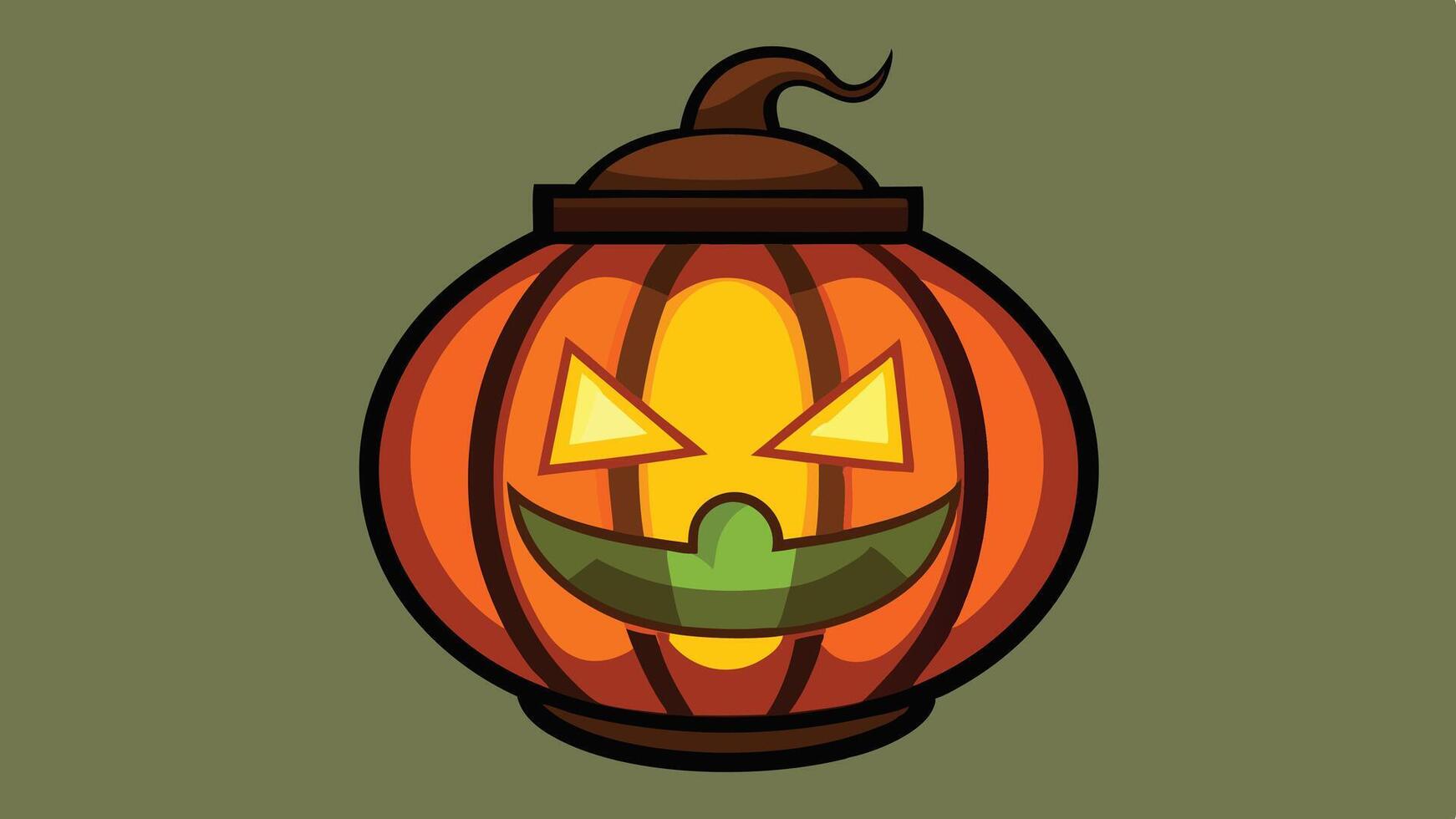 A carved pumpkin with glowing eyes and a mischievous smile sits against a purple background, embodying the spirit of Halloween festivities during autumn nights vector