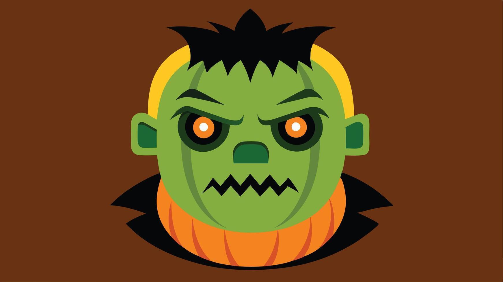 A mischievous cartoon pumpkin with an angry expression showcasing Halloween spirit against a dark purple background vector