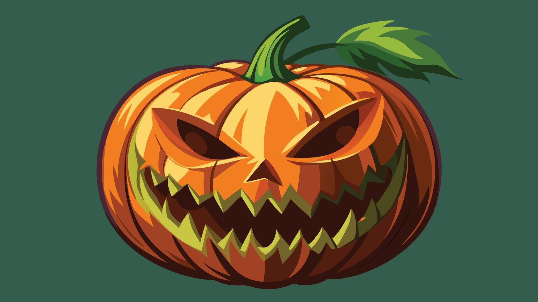 A mischievous Halloween pumpkin grinning with sharp teeth, set against a blue background, embodies the spooky spirit of the autumn season vector