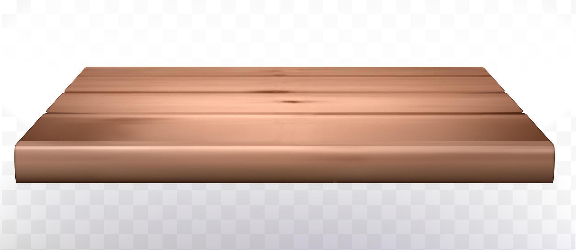 3d isolated empty wooden shelf for exhibit on white background vector