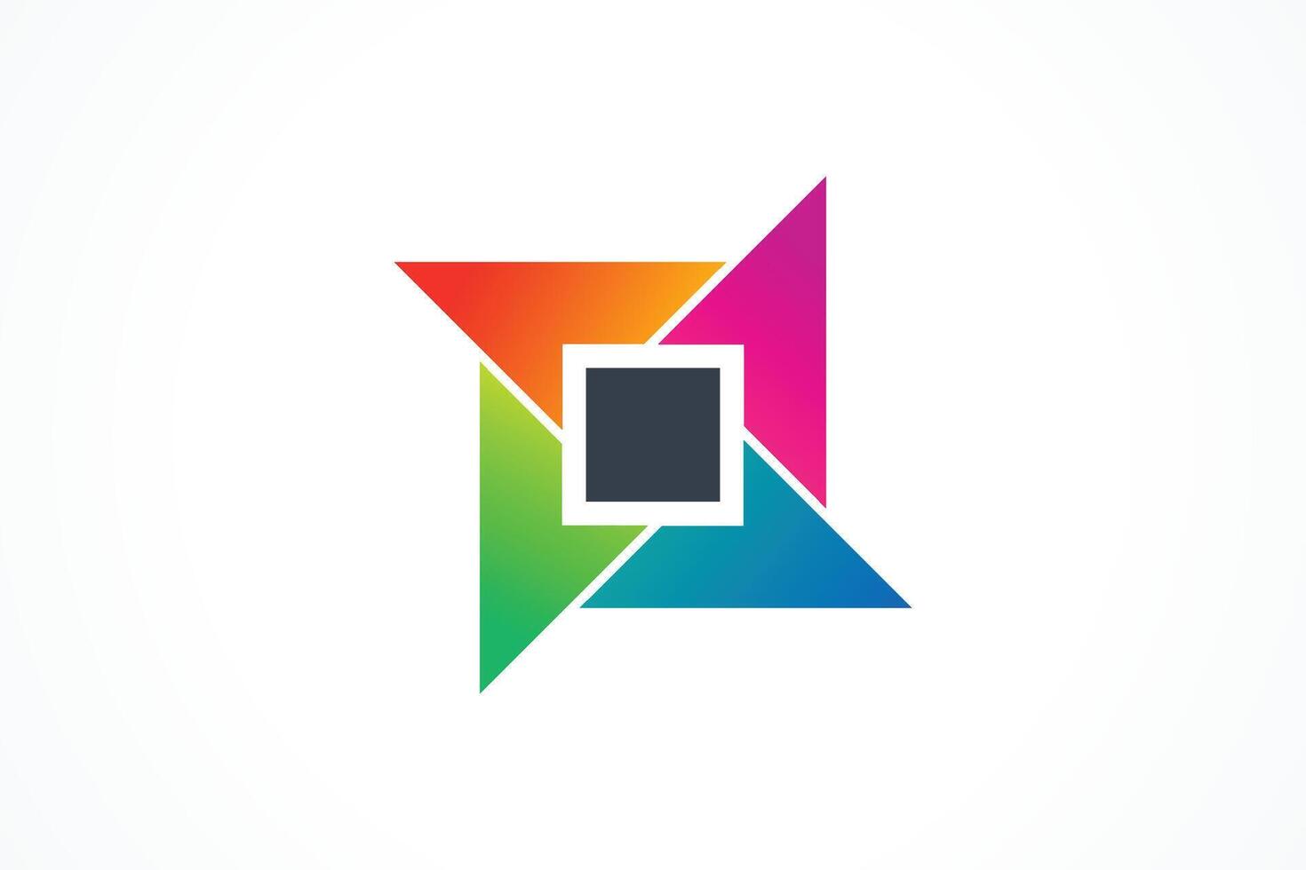 Spinning Colorful Square Abstract Shape Logo Design Element vector