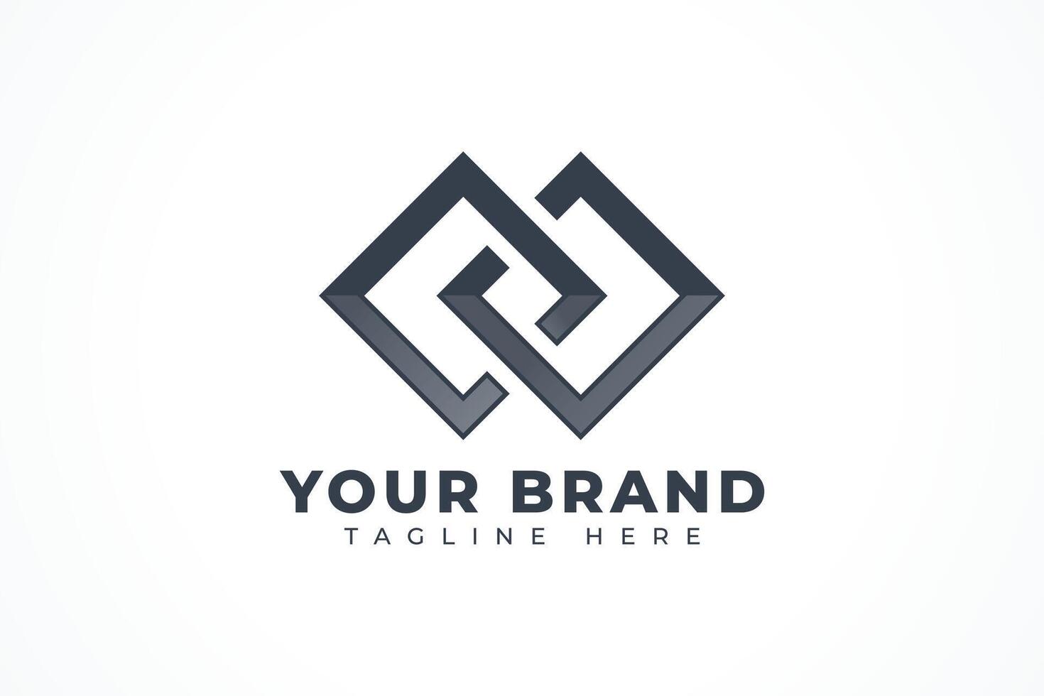 Geometric Square Line Style Infinity Logo Design Element vector