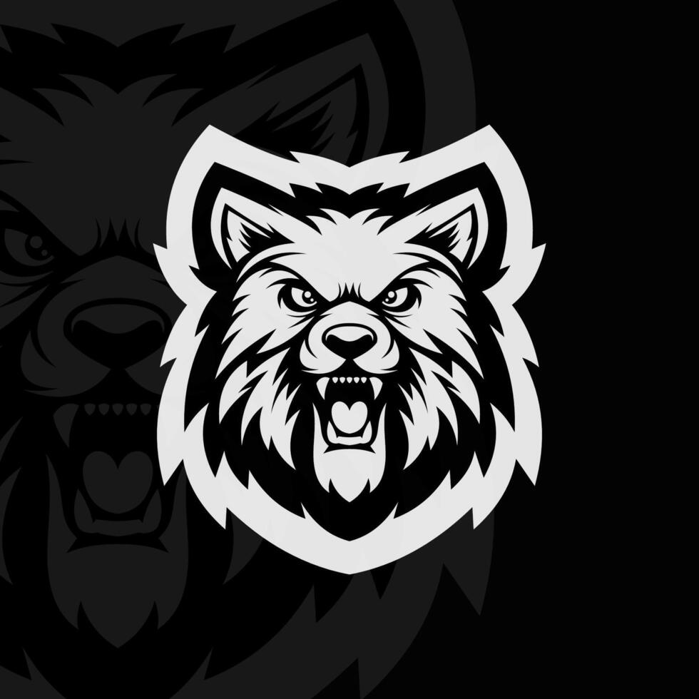 A wolf head logo on a black background vector
