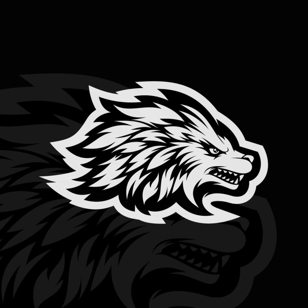 A wolf head on a black background vector