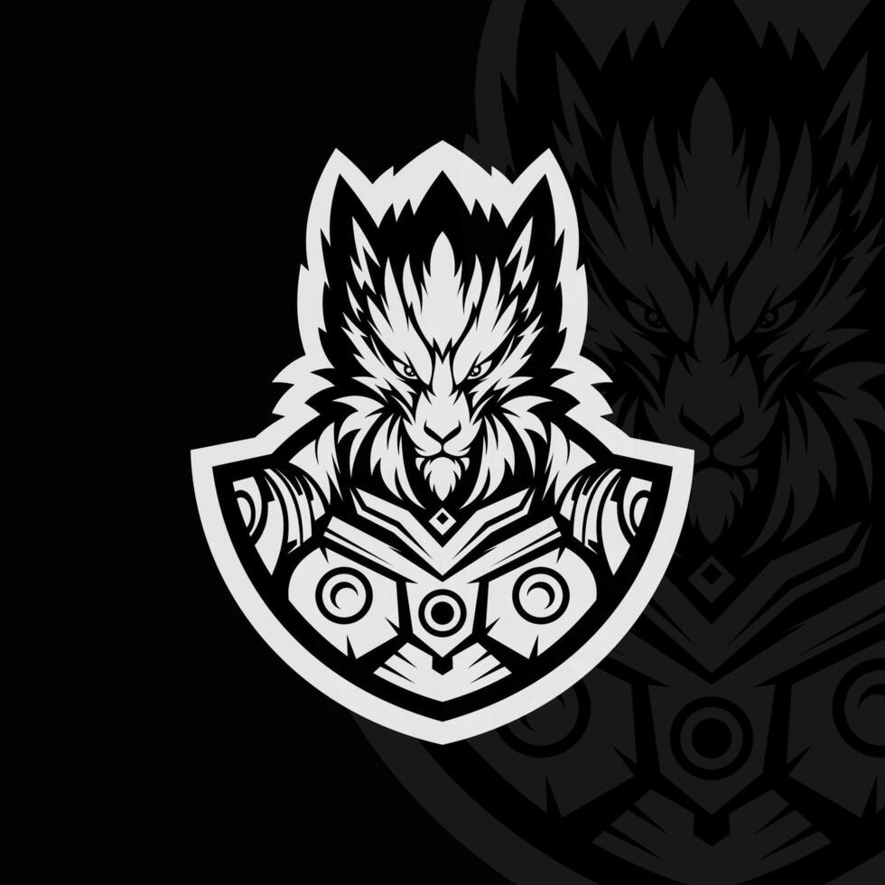 A wolf logo on a black background vector