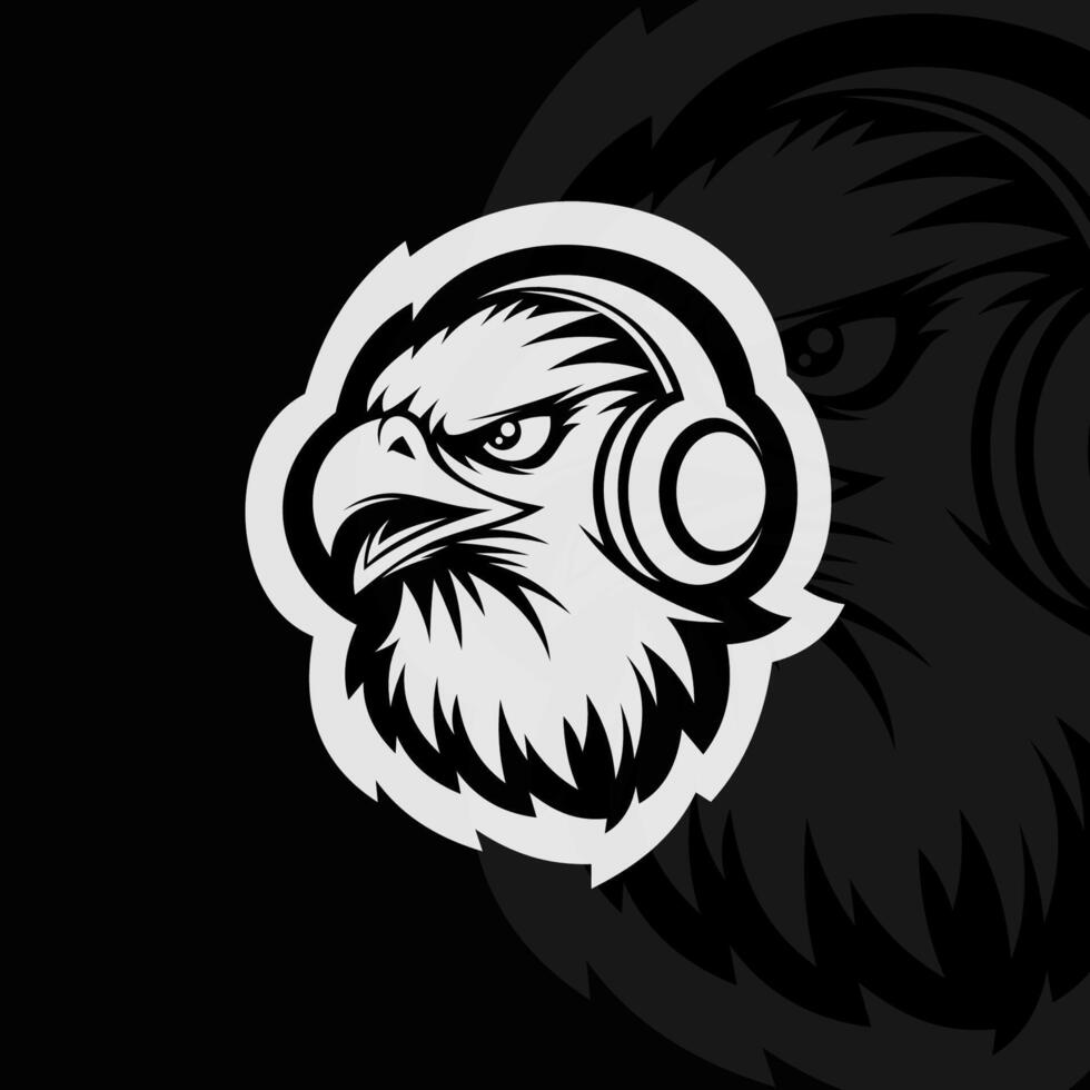 An eagle with headphones on its head vector