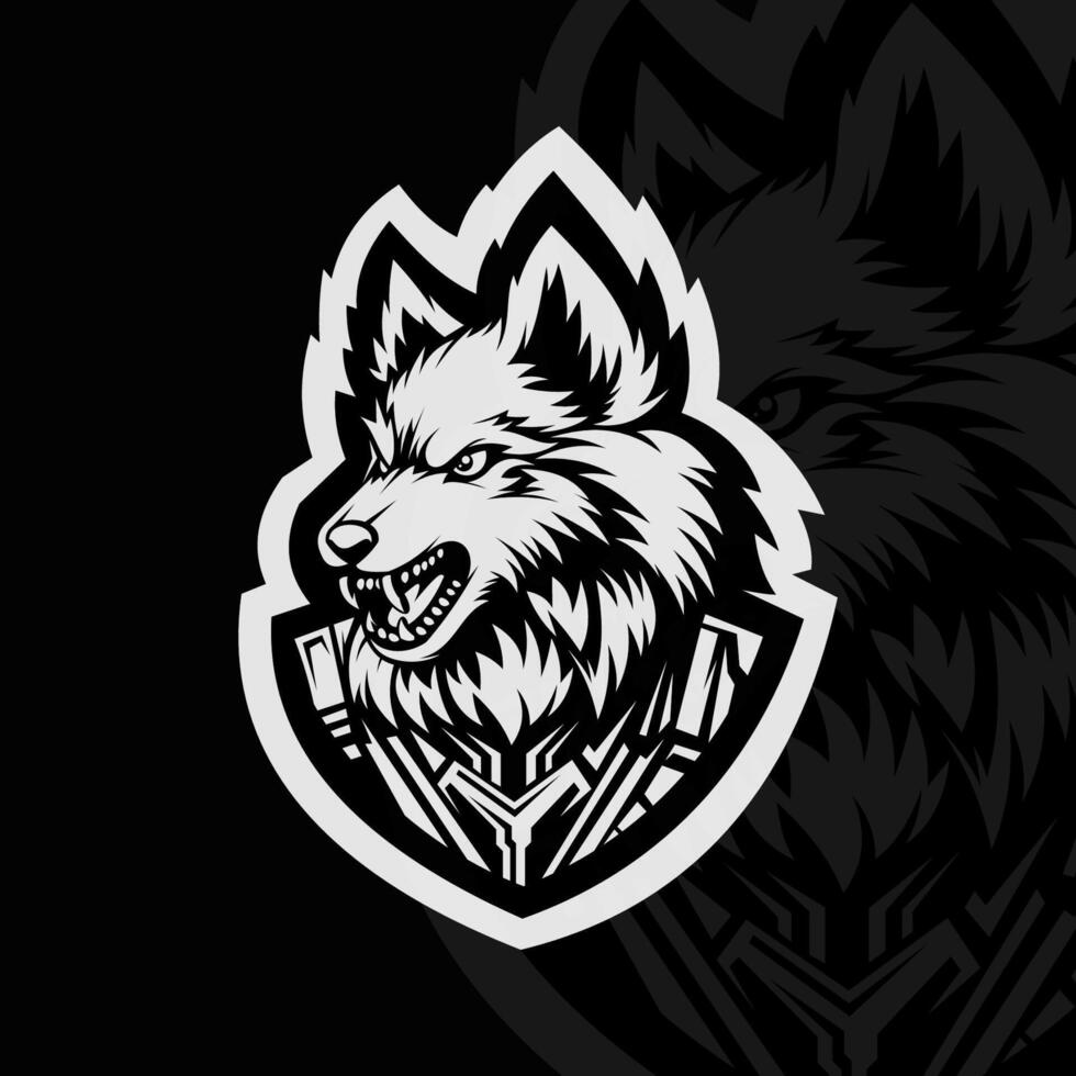 A wolf head on a black background vector