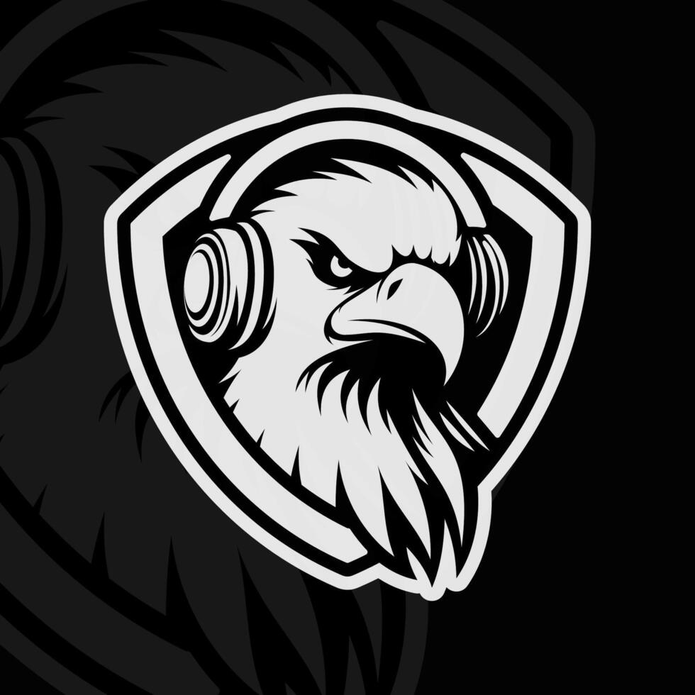 An eagle with headphones on its head vector