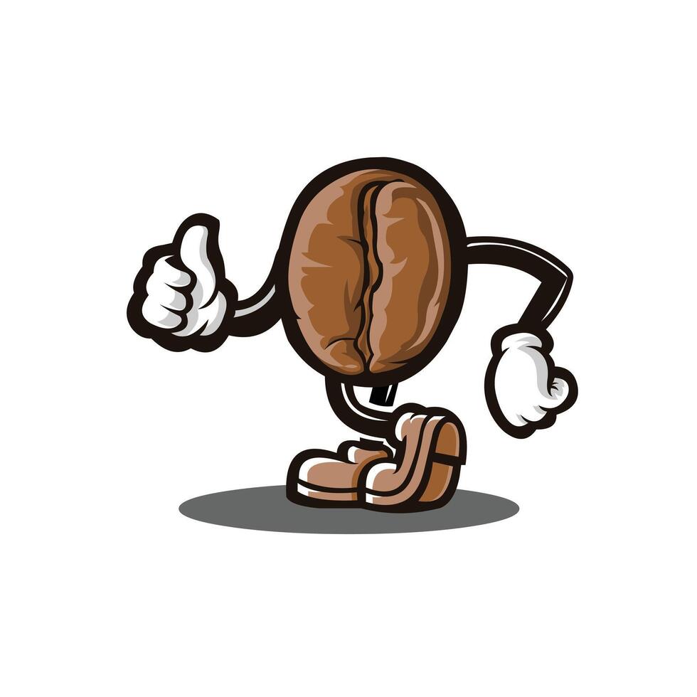Coffee Bean Mascot Cartoon Character Stock Art Isolated. Best for Food and Beverage Icon Related Industry vector