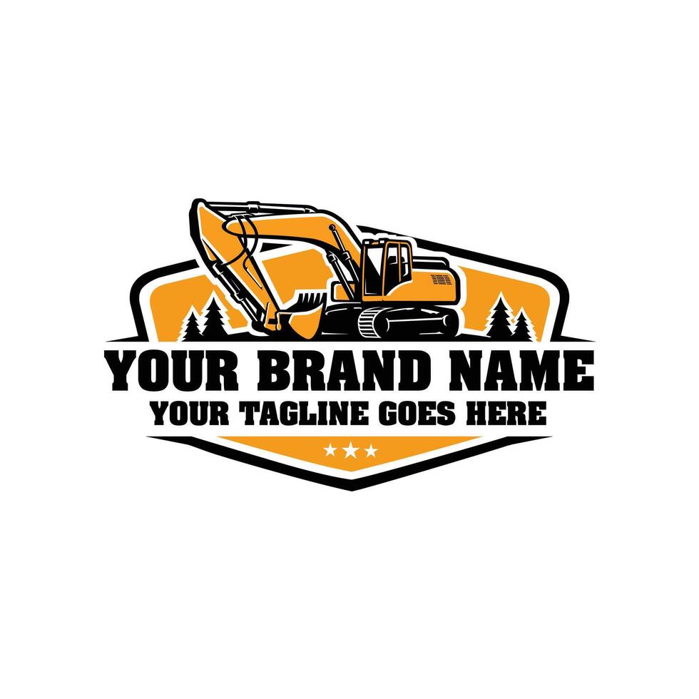 Excavator Logo Design Template. Construction Company Logo Illustration Isolated vector