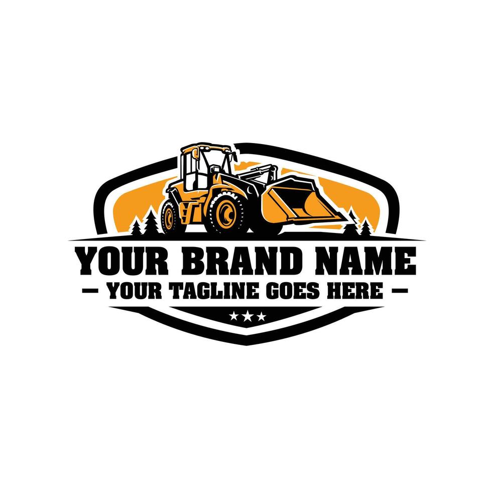 Bulldozer Heavy Duty Construction Company Logo Design Isolated. Best for Construction Earthmover Related Industry. vector
