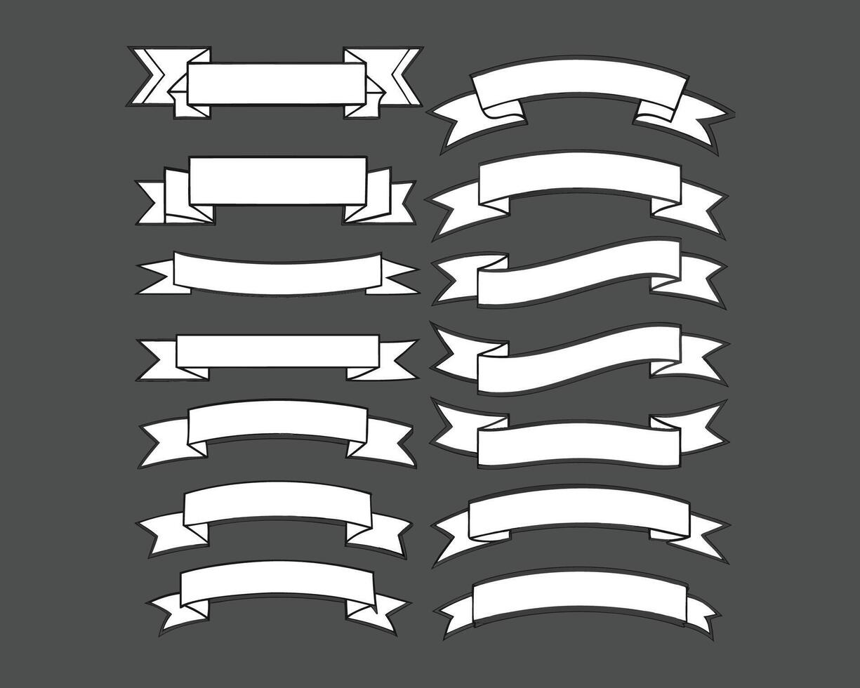 a set of white ribbons on a black background vector