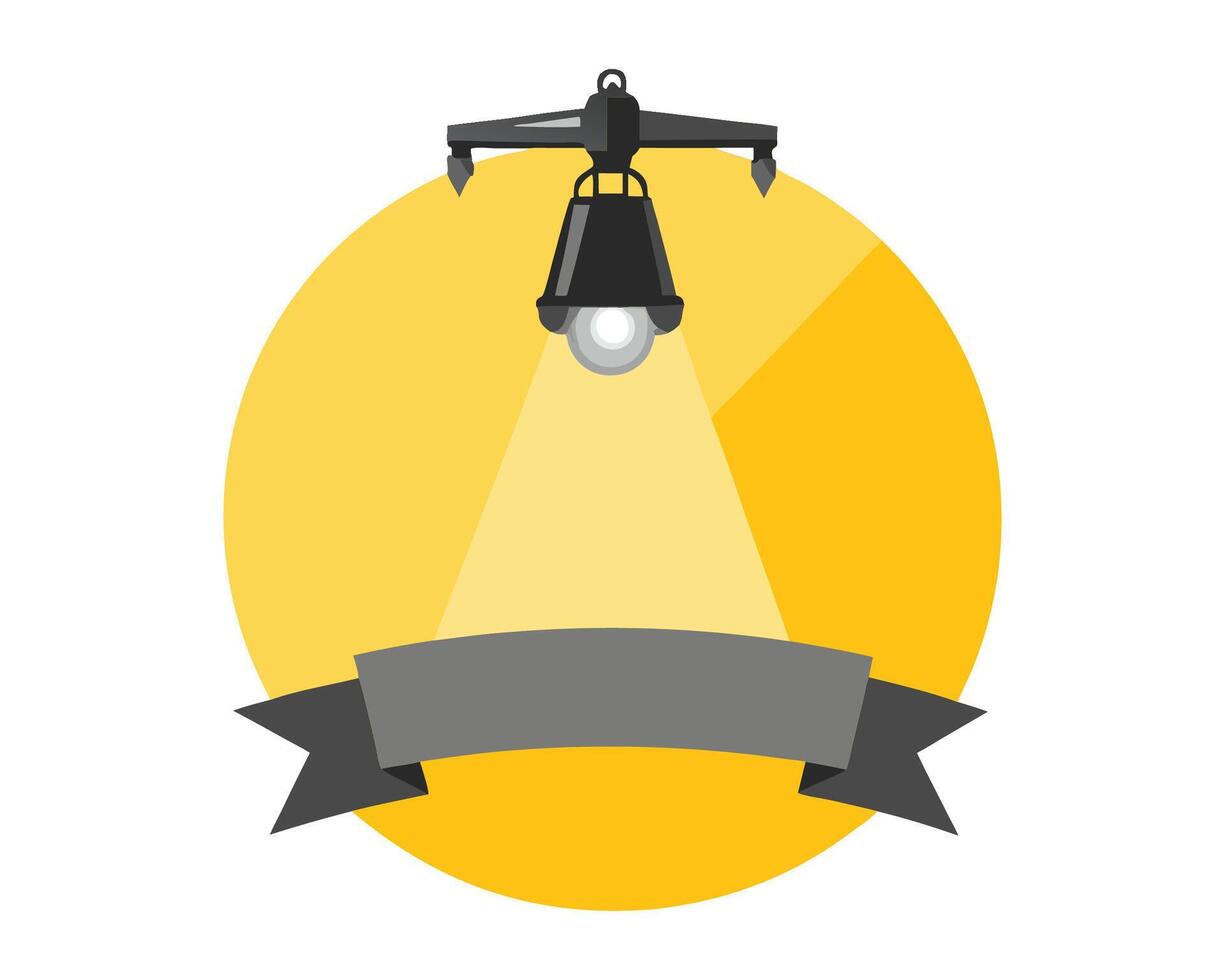 a yellow circle with a black light bulb and a banner vector