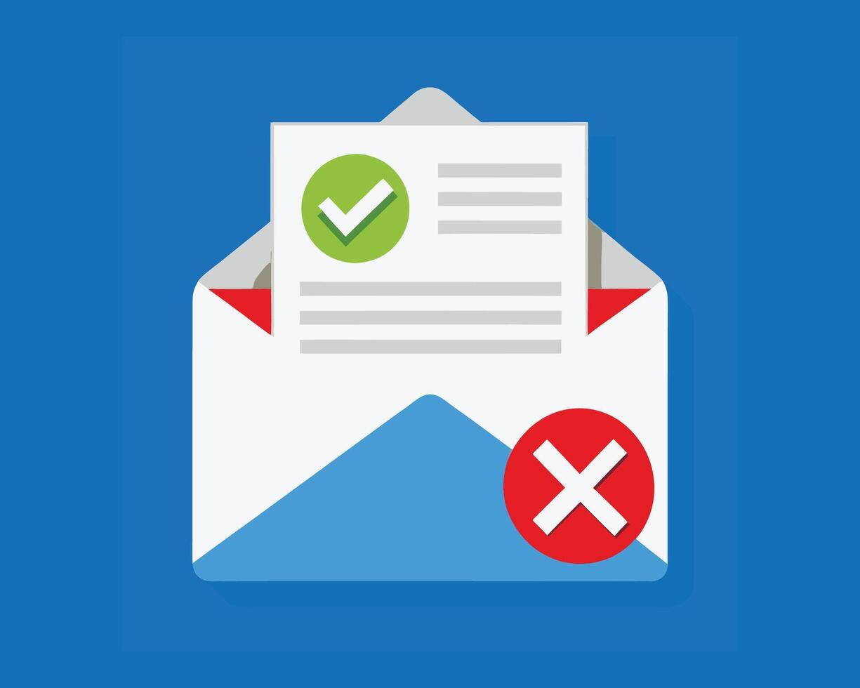 check mark in mail envelope confirm and rejection vector