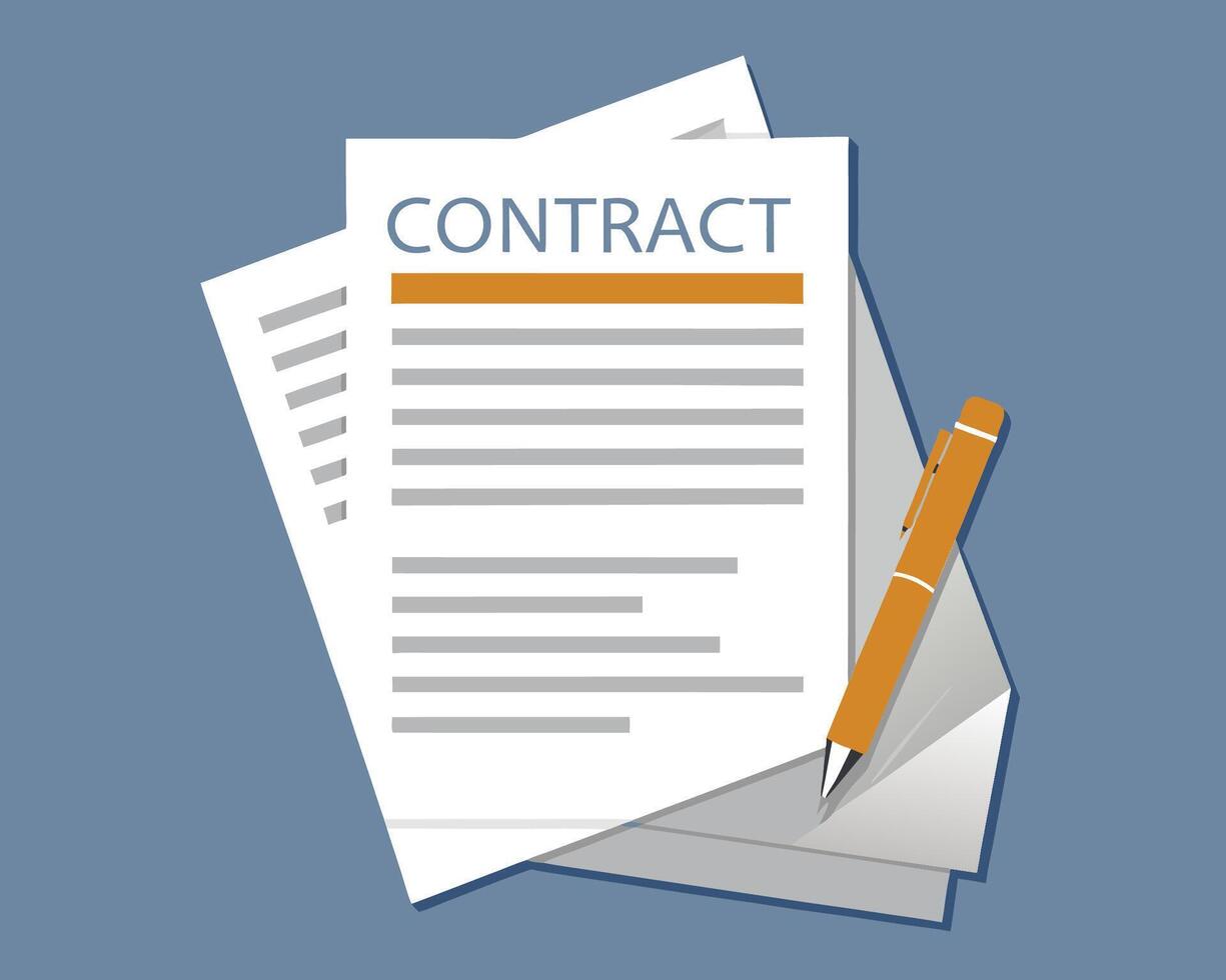 contract document with pen and paper vector