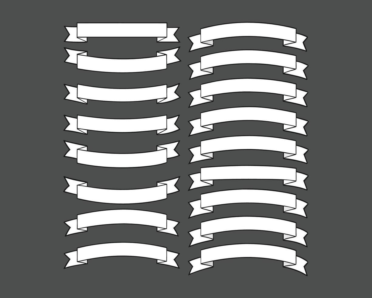 set of a white ribbons on a black background vector