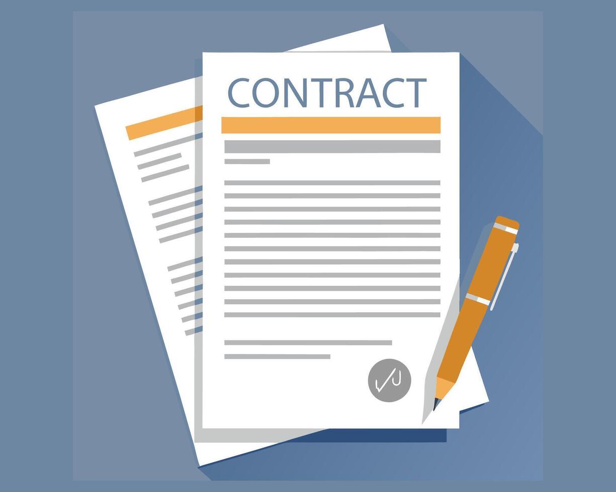 contracts and papers with pen and paper vector
