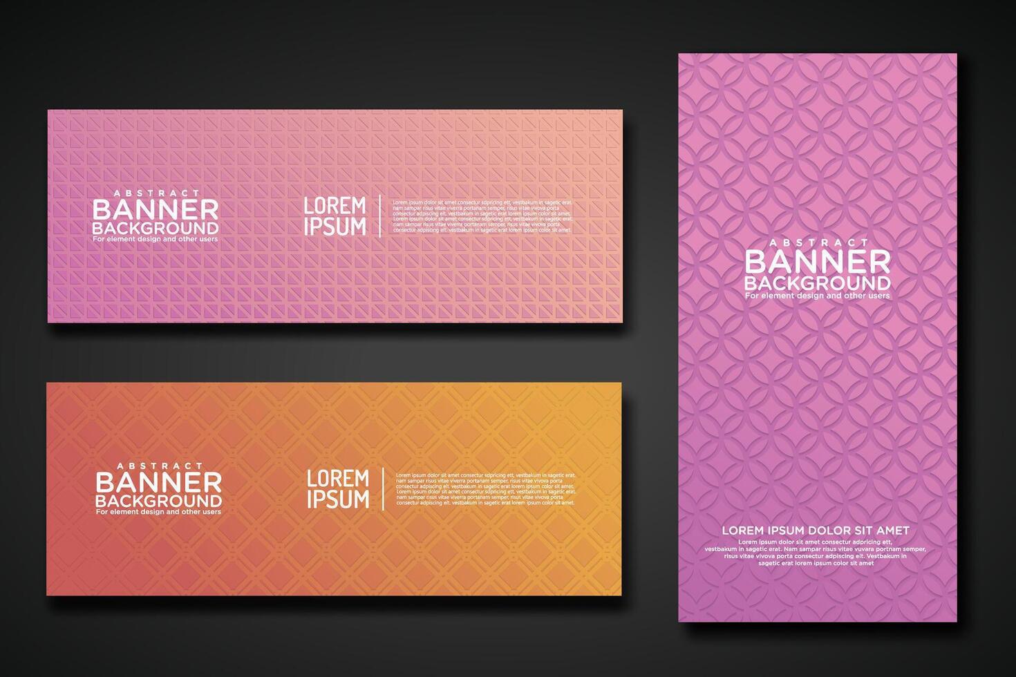 Set banner backgrounds with modern geometric lines textured pattern and colorful dynamic gradation vector