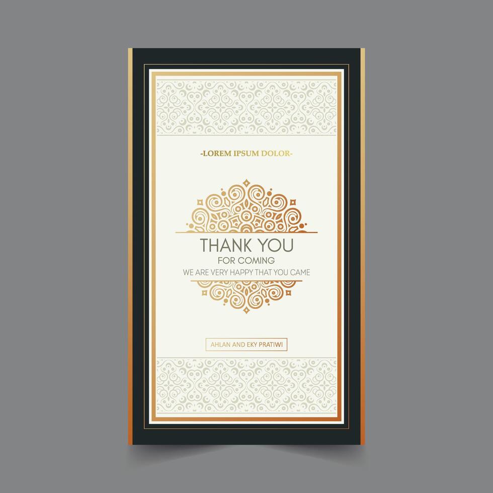 classic gold thank you wedding card vector